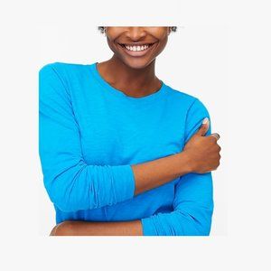 NWT Women Light Blue J.CREW Long-sleeve crewneck girlfriend tee Size L